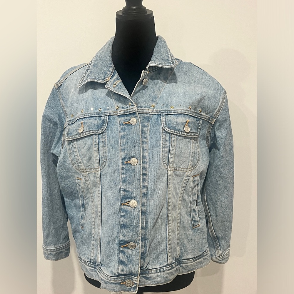 Vintage Tommy Hilfiger Women’s XL Jean Denim Jacket Rhinestones Cowboy Stars‎